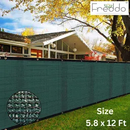 freddo Privacy Screen PVC Fence Net with Brass Eyelets Tie Cords - 5.8 x 12 Ft Portable Green House image 2