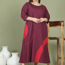 theRebelinme Plus Size Colourblocked A-Line Midi Dress-image-50