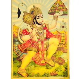 SHOP BY ROOM Yellow & Red Lord Hanuman Wall Art Tile-image-7