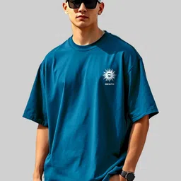 AUSK Graphic Printed Round Neck Drop Shoulder Sleeves Oversized Pure Cotton T-shirt image 2