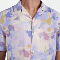 Celio Men Classic Cuban Collar Abstract Printed Casual Shirt image 3