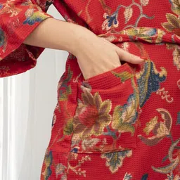 LacyLook Printed Pure Cotton Bath Robe With Belt image 4