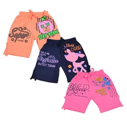 BAESD Girls Pack Of 3 Graphic Printed Mid-Rise Cotton Shorts-picture-13