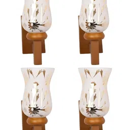 1ST TIME Gold-Toned & Brown Printed Wood Frustum Shaped Wall Lamp-picture-23