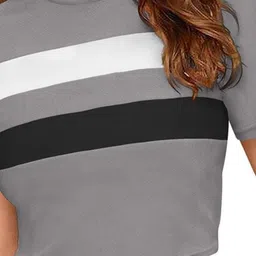 Fashion Care Women Solid Striped Regular Crop Top image 4