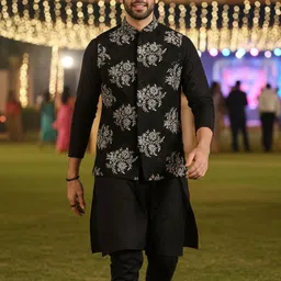 KISAH Men Embellished Kurta Nehru Jacket & Trouser-picture-13