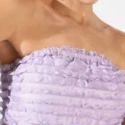 PINACOLADA Self Design Strapless Ruffle Top With Skirt image 3