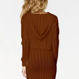 Mast & Harbour Self-Design Hooded Sweater With Skirt Co-Ords image 4