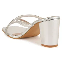 Cogner Women Open Toe Open Back Western - Embellished Party Block Sandals image 5