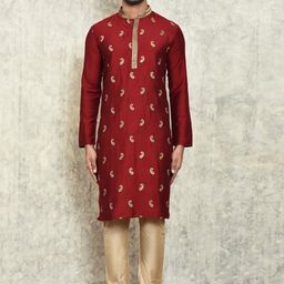 Arihant Rai Sinha Paisley Embroidered Thread Work Pure Silk Straight Kurta with Churidar-picture-16