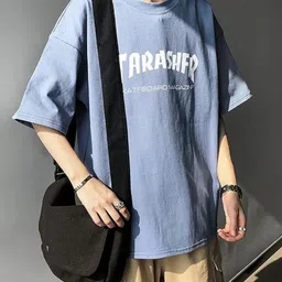 StyleCast x Revolte Men Typography Printed Raw Edge Boxy T-shirt-picture-47