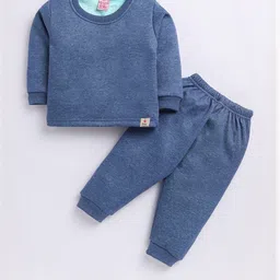Hopscotch Kids Blue Solid Full Sleeve Sweatshirt & Pants-picture-46