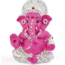 Kulin Resin Pink Ganesh Idol with Silver Crown-picture-19