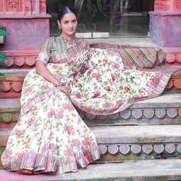 PHEASANT Floral Digital Print Pure Cotton Saree image 3