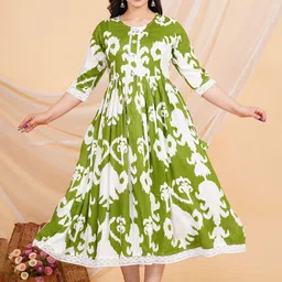 Pristyle Floral Printed Round Neck A-Line Ethnic Dress-picture-10