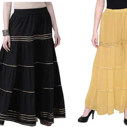 kanna fabric Pack of 2 Women Regular Fit Black, Yellow Viscose Rayon Trousers-picture-13