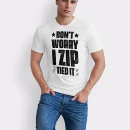 Seekbuylove Men Bio Finish Funny Zip Tie Round Neck Pure Cotton T-shirt image 5