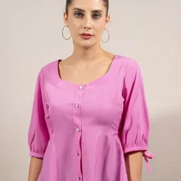 PRIDEWEAR Women Round Neck Bishop Sleeves Peplum Top-picture-20