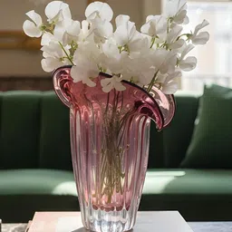 AARVI DECOR STUDIO Pink Textured Glass Flower Vase-picture-20