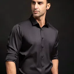 OQUENT Men Standard Slim Fit Solid Spread Collar Formal Shirt-picture-15