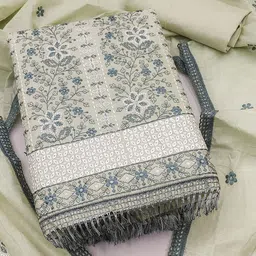 SAINOOR Floral Embroidered Pure Cotton Untitched Dress Material-image-18