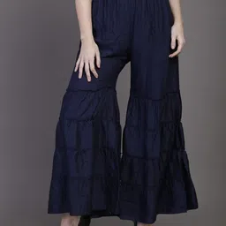 TANDUL Women Knitted Ethnic Cotton Palazzos-image-0