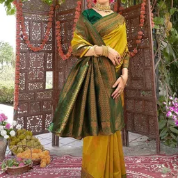 WOVENSTOCK Ethnic Motifs Woven Design Zari Kanjeevaram Saree image 2