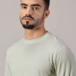 LEON Men Solid Round Neck Cotton T-shirt image 5