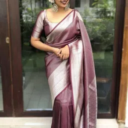 FLUXUS Women Woven Design Zari Banarasi Saree image 2