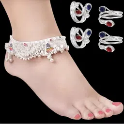 AamNa Enterprises Silver-Plated Stone-Studded & Beaded Jewellery Set-picture-32