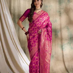 MANVAA Woven Design Zari Silk Blend Banarasi Saree-picture-36