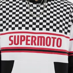 glitchez Checked Printed Oversized Hooded Sweatshirt image 2