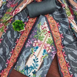 Panzora Floral Printed Sequinned Unstitched Dress Material-picture-12