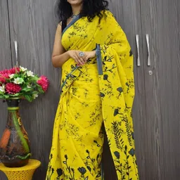 Moda Rapido Floral Printed Pure Cotton Saree image 3