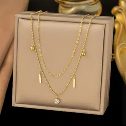 MYKI Stainless Steel Gold-Plated Artificial Stones Studded Anti-Tarnish Statement Necklace-picture-29