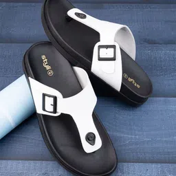 Styli Men White Open Toe Buckle Detail Comfort Sandals-picture-17
