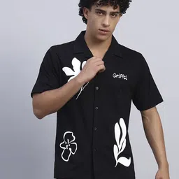 GRIFFEL Men Floral Print Monochrome Slim Fit Ultralite T-shirt-image-19