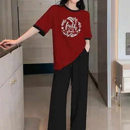 KSHS Women Typography Printed Pure Cotton Night suit-image-9