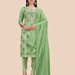 Maroosh Floral Printed Sequinned Chanderi Unstitched Dress Material-picture-13