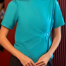 Virgio Women Pure Cotton Round Neck Regular Solid Short Sleeves Tops image 3