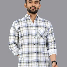 Metronaut Classic Checked Printed Spread Collar Cotton Shirt-picture-15