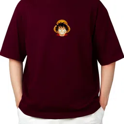 Starsbuyer Luffy Printed Cotton Drop-Shoulder Sleeves Oversized T-shirt-picture-32