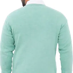 klove Men Self Design V Neck Light Green Sweater image 2