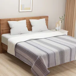 SWAYAM Grey & White Geometric AC Room 110 GSM Double Bed Dohar image 1