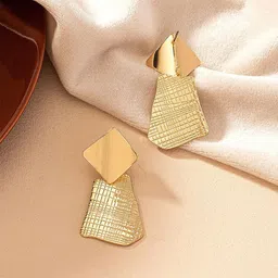 COLOUR OUR DREAMS Gold-Plated Diamond Shaped Drop Earrings-picture-13