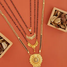 Bhanu diam Gold-Plated Brass Mangalsutra image 1