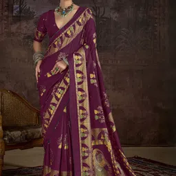 TIRA Ethnic Motifs Printed Saree With Unstitched Blouse-image-41