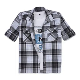 CAVIO Boys Collar Tartan Checked Cotton Casual Shirt & T-Shirt-picture-36
