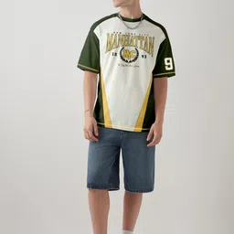 Crazymonk Men Typography Printed Round Neck Cotton Oversized T-shirt image 2