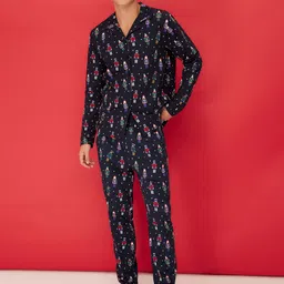 Trendyol Men Graphic Printed Pure Cotton Nightsuit image 2